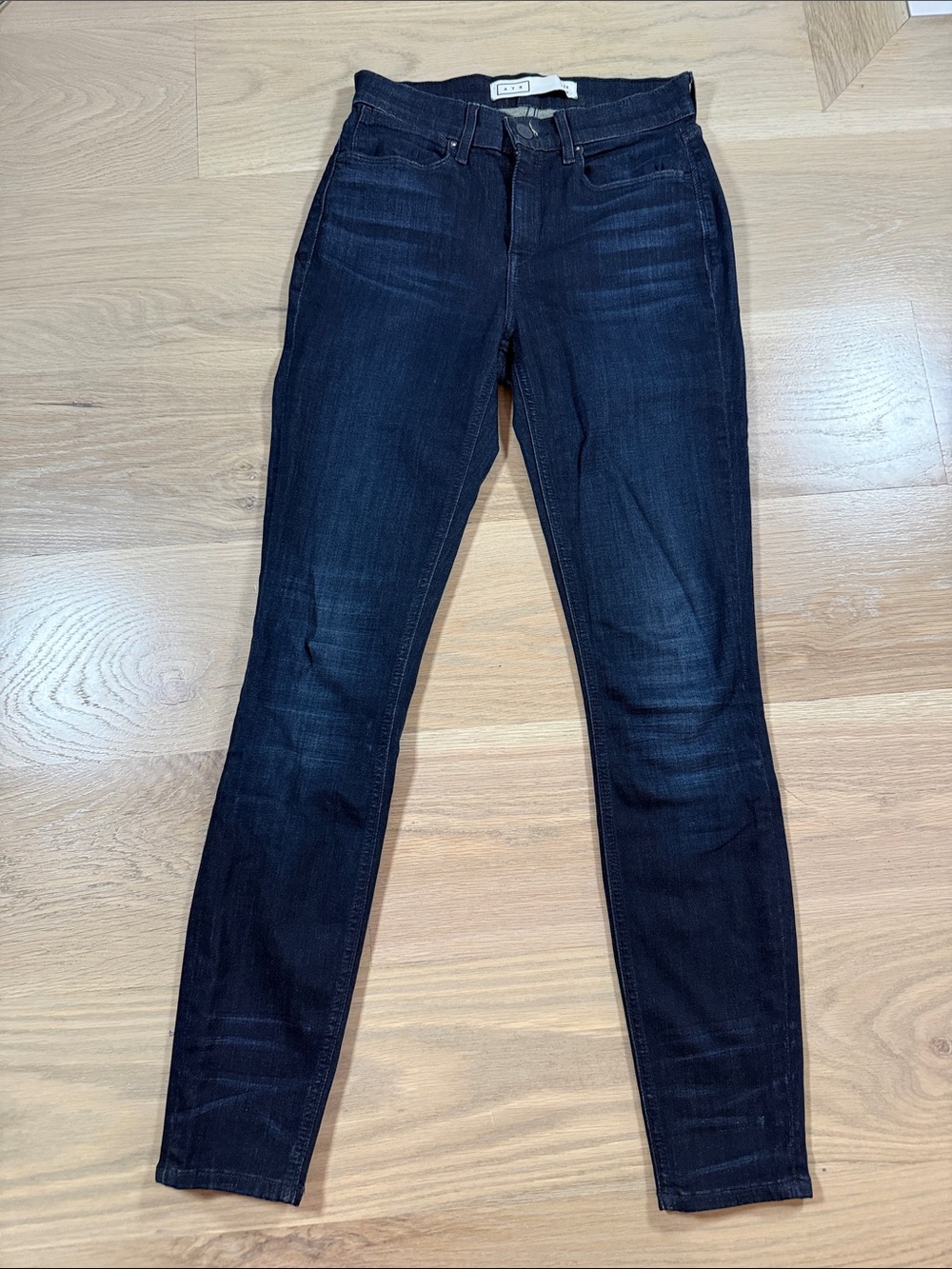 AYR Jeans Womens 26 x 28 Dark Wash Blue Stretch Skinny High Rise Made In USA